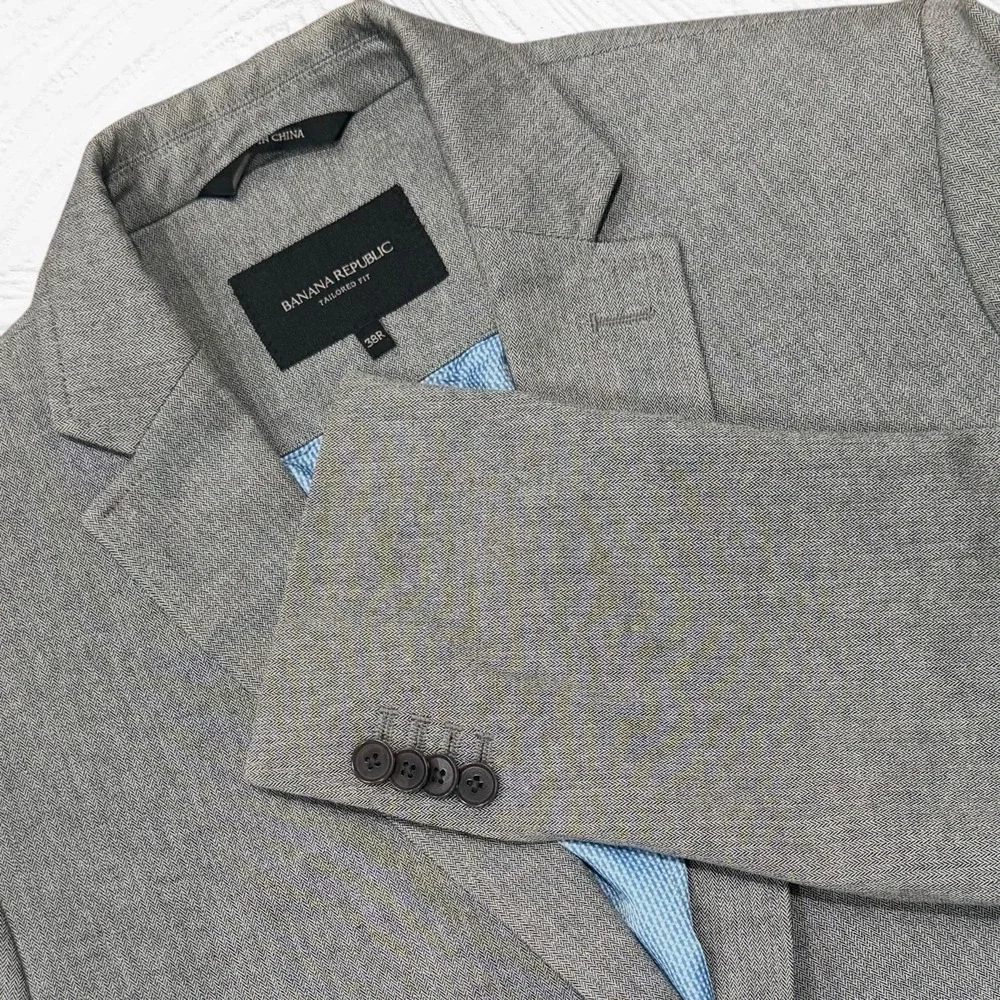 Banana Republic‎ Blazer 38R Gray Tailored Fit Emmetex Italian Fabric Stretch